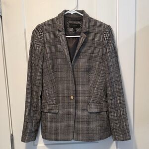 J. Crew Wimens Regent Gray and Black Checkered Blazer size 2